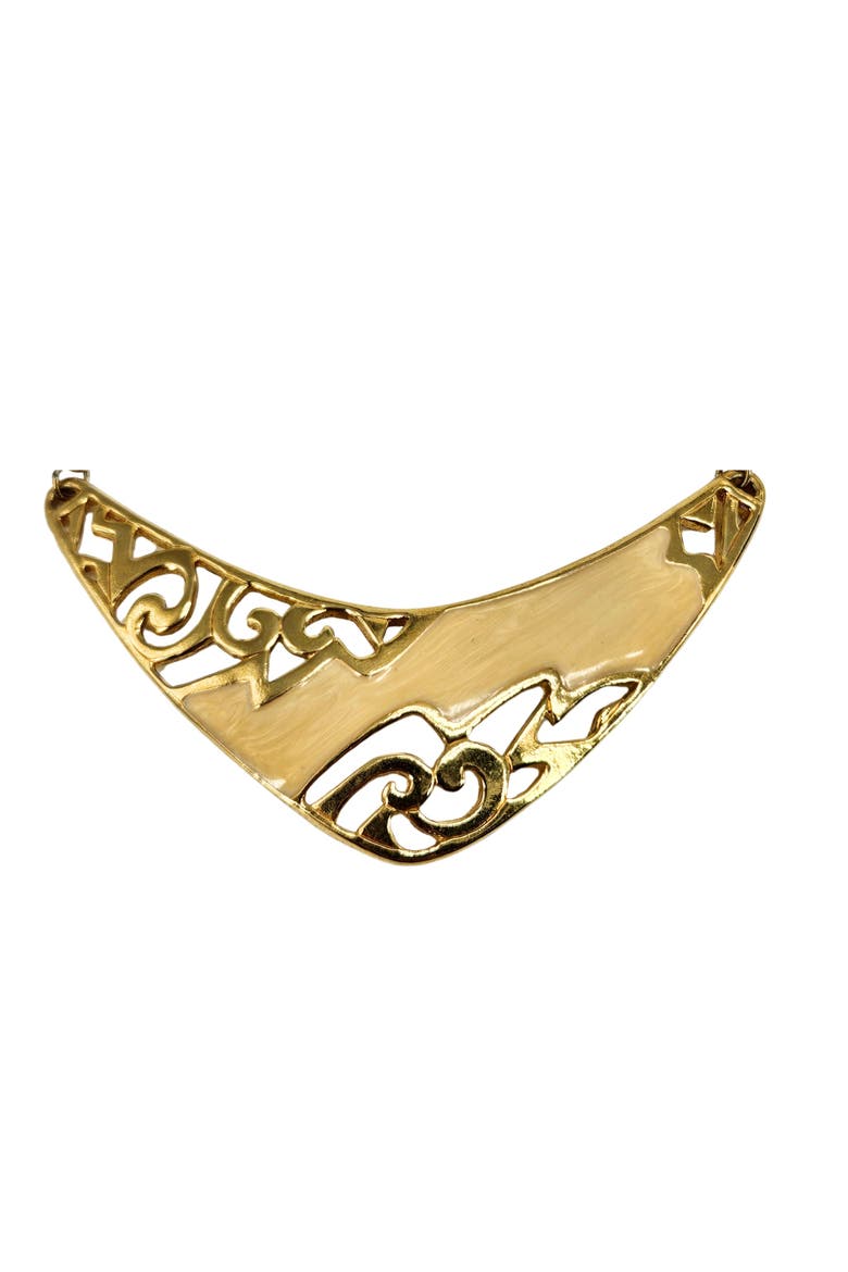 Vintage 1970s Gold Enamel Collar Necklace, Alternate, color, gold