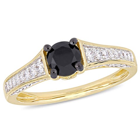 Black & White Diamond Engagement Ring 14k