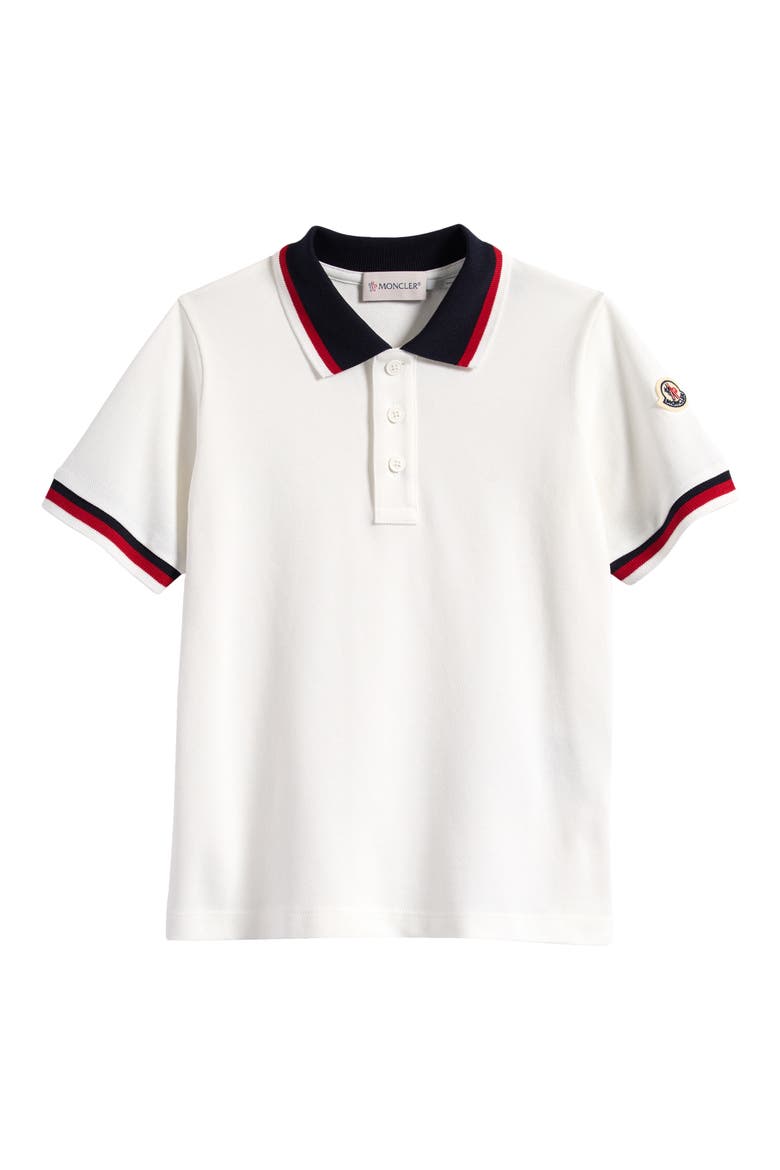 Kids' Tipped Cotton Piqué Polo, Main, color, NATURAL