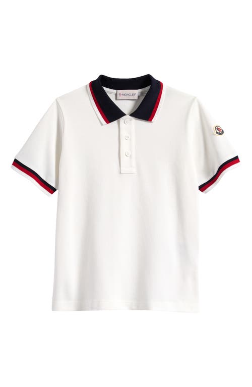 Moncler Polo Shirt With Lapel Short Sleeve In Natural