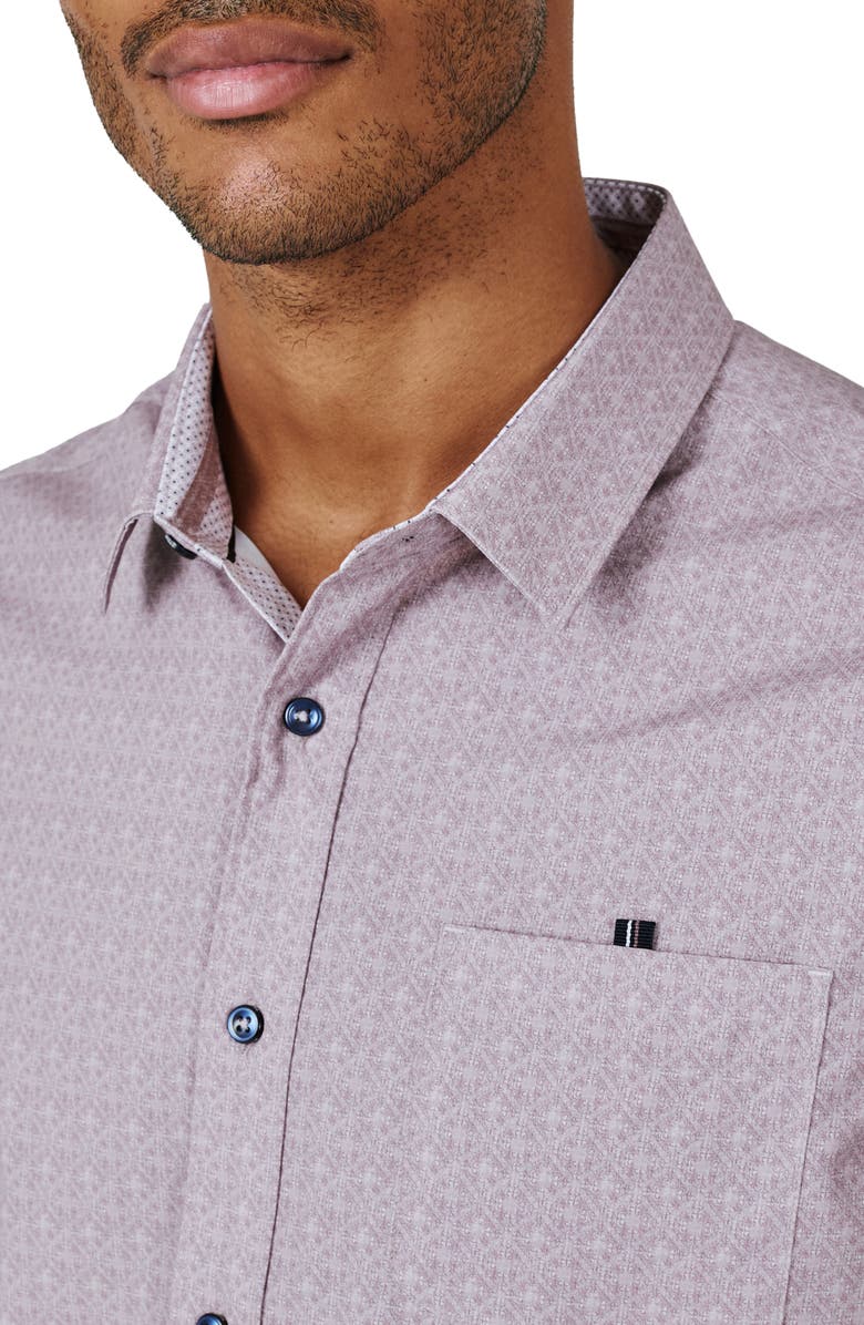 7 Diamonds Monti Geo Print Short Sleeve Performance Button-Up Shirt, Alternate, color, 