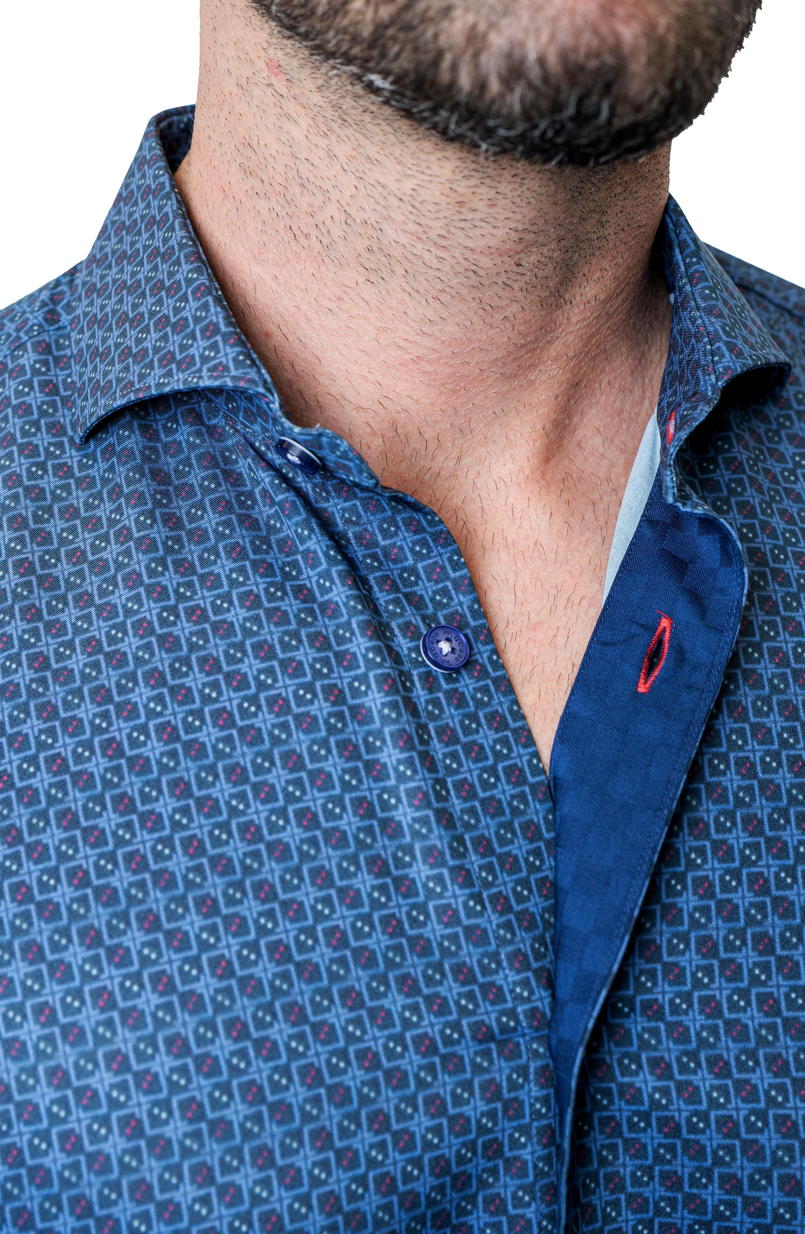 Einstein Maze Gingham Blue Contemporary Fit Button-Up Shirt - image 2