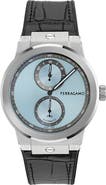 FERRAGAMO F-80 Manufacture Automatic Leather Strap Watch, 43mm