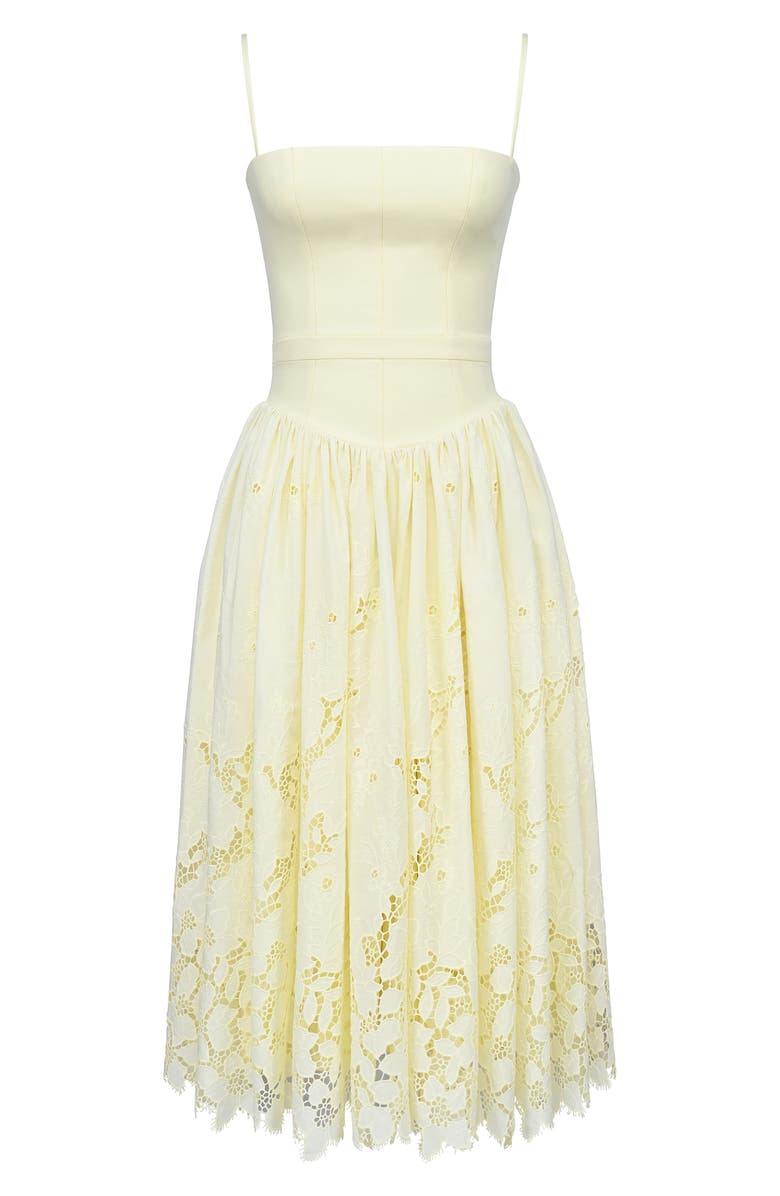 HOUSE OF CB Ysabella Lace Skirt Stretch Cotton Cocktail Dress, Alternate, color, Lemon