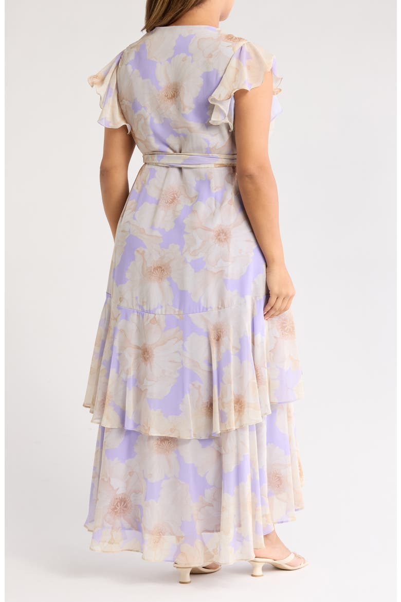 Ruffle High-Low Wrap Maxi Dress, Alternate, color, LAVENDER FLORAL