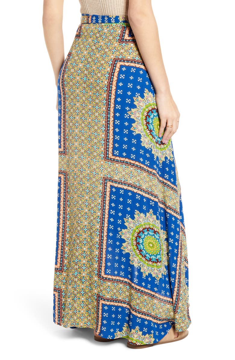 Band of Gypsies Foulard Print Wrap Skirt, Alternate, color, 