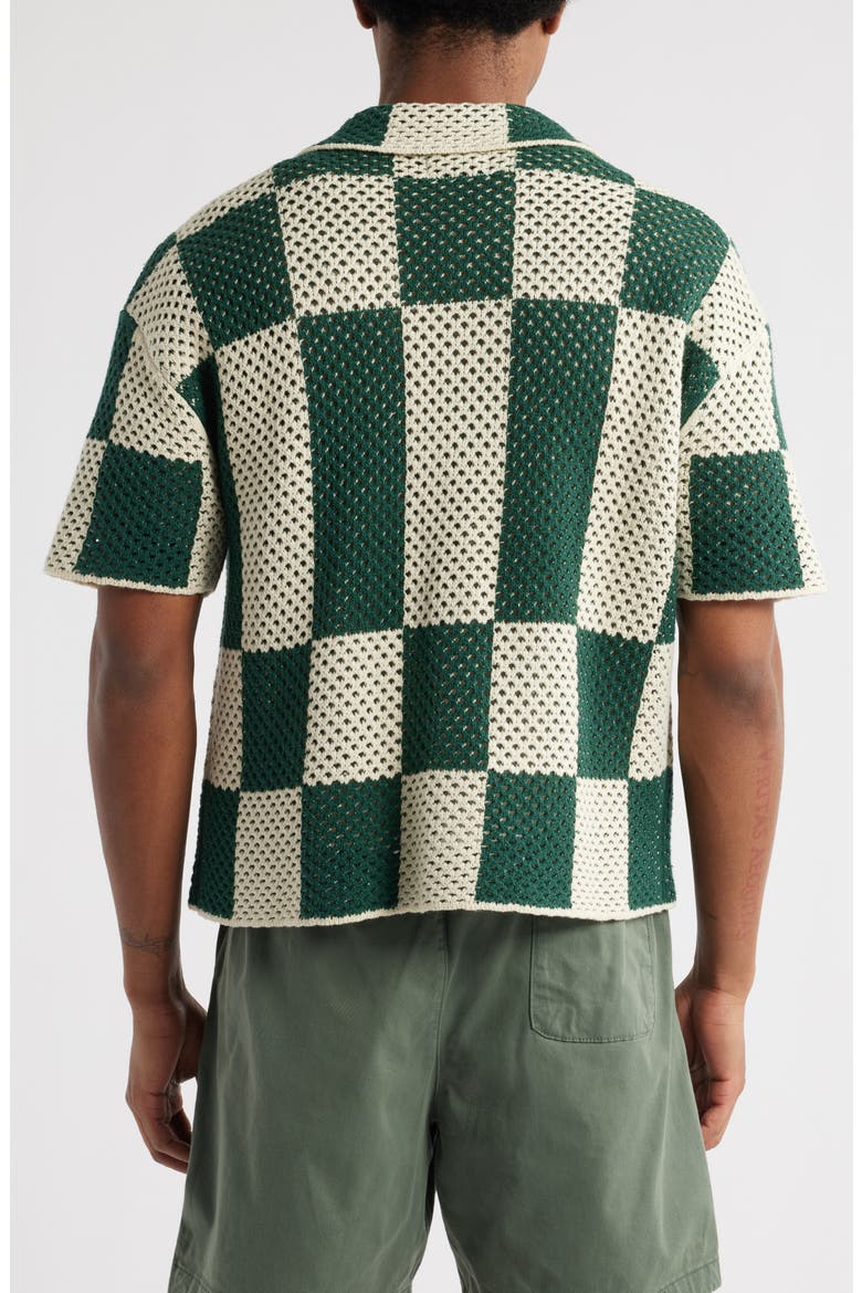 Spence Knit Short Sleeve Button-Up Shirt, Alternate, color, CREAM/ GREEN