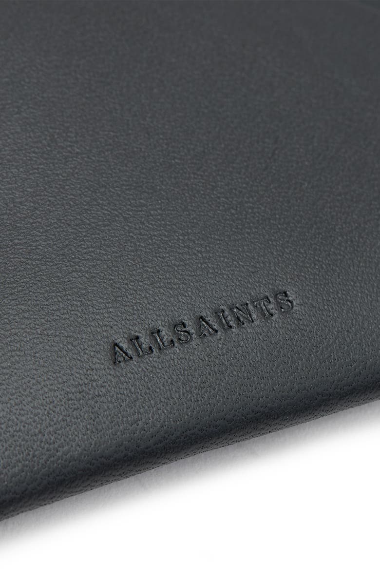 AllSaints Hex Leather Cardholder, Alternate, color, Black