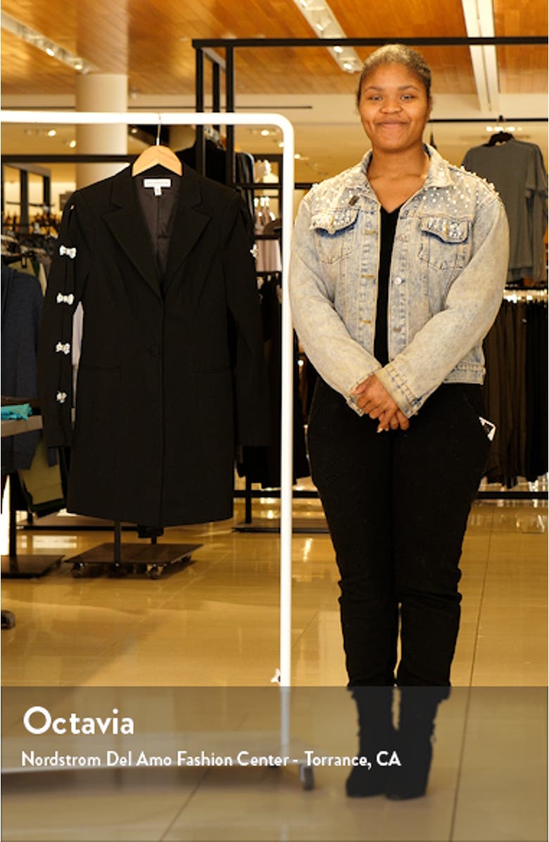 Berkley Crystal Bow Long Sleeve Cocktail Minidress, sales video thumbnail