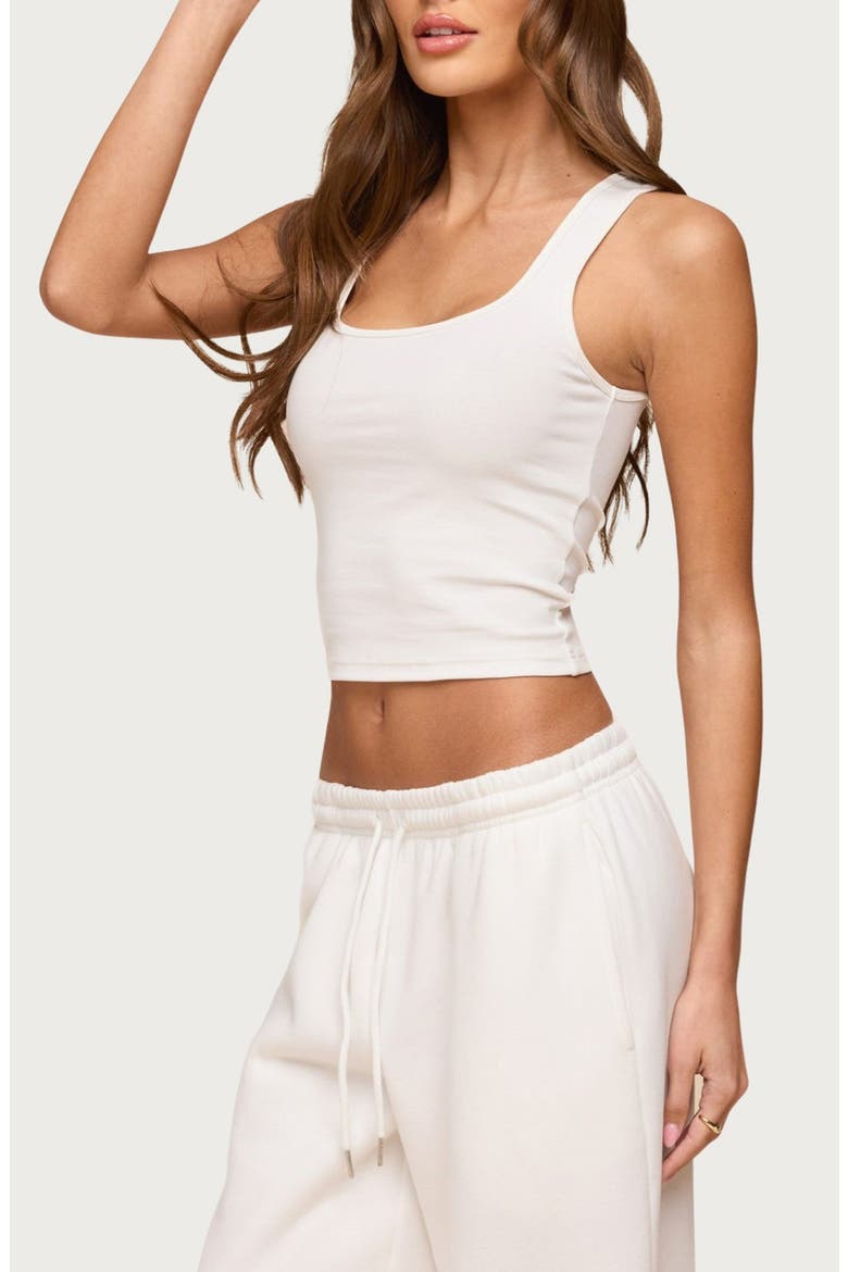 Linda Rib Scoop Neck Tank, Alternate, color, WHITE