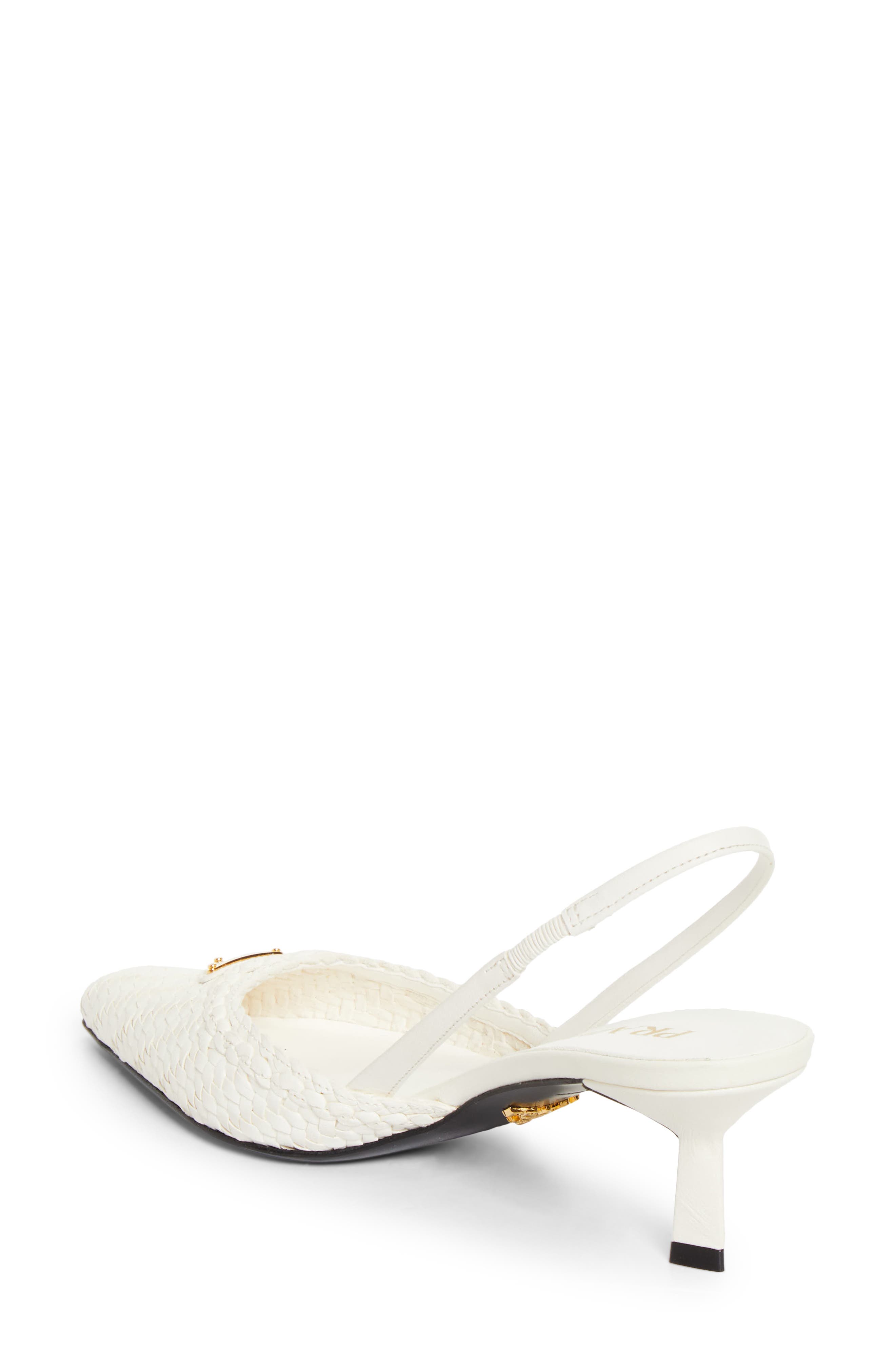 Prada Woven Slingback Sandal, Alternate, color, Bianco