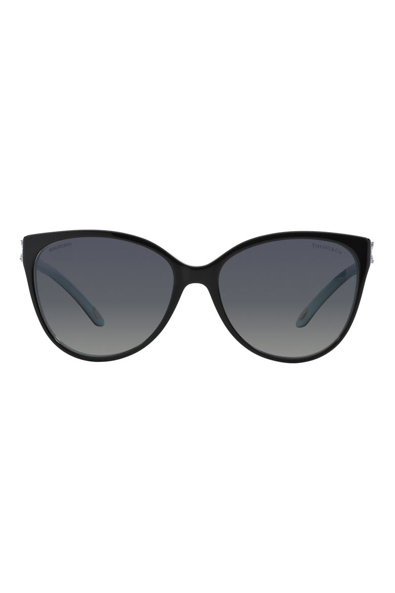 58mm Polarized Cat Eye Sunglasses, Main, color, BLACK/ BLUE/ BLACK GRADIENT
