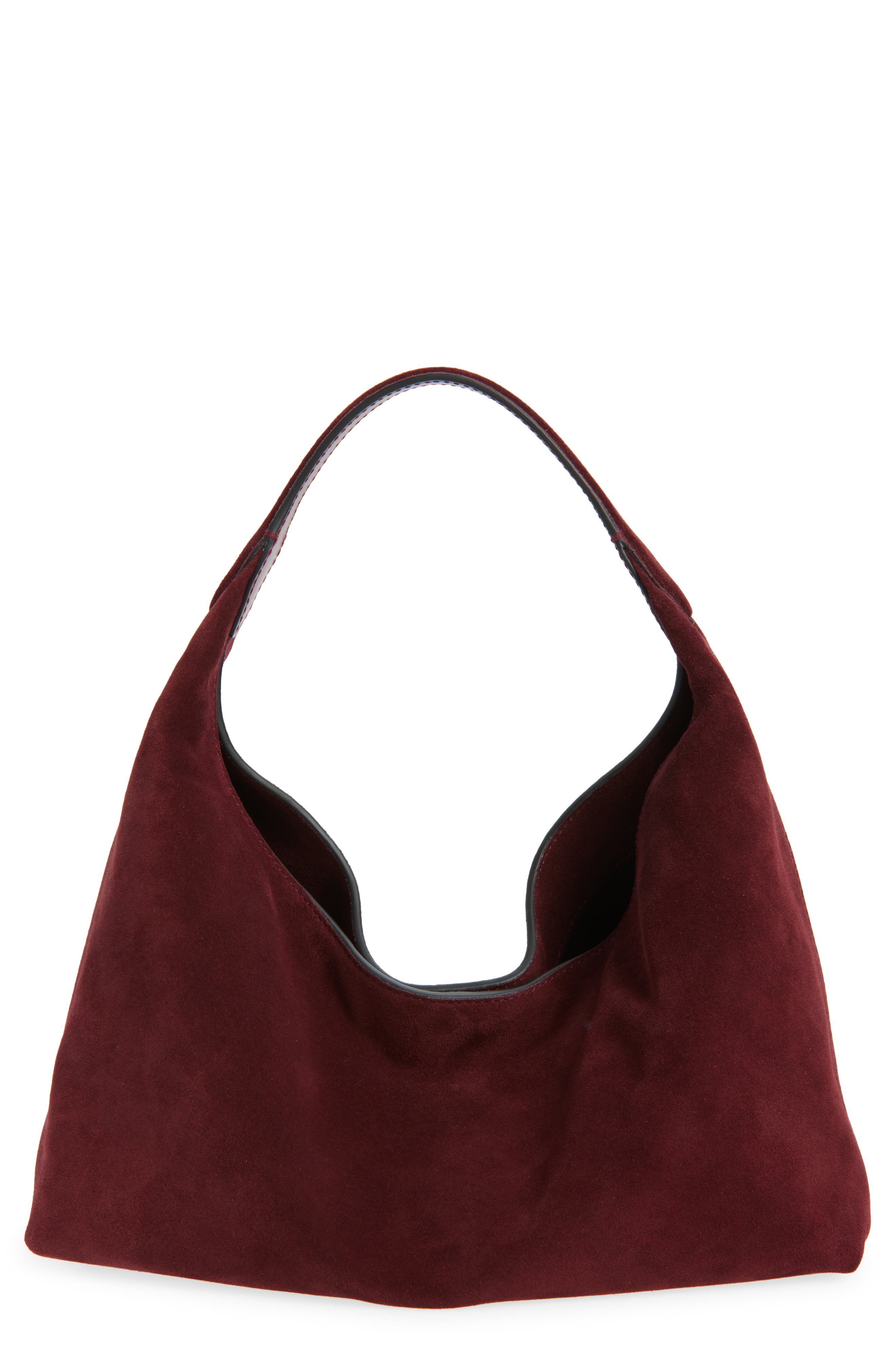 The Mylie Suede Shoulder Bag, Main, color, SANGRIA