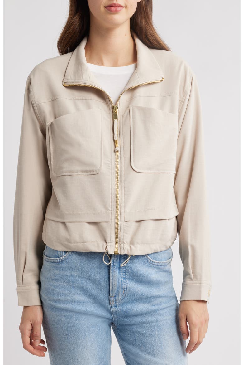 Double Layer Front Zip Jacket, Alternate, color, VANILLA CREAM