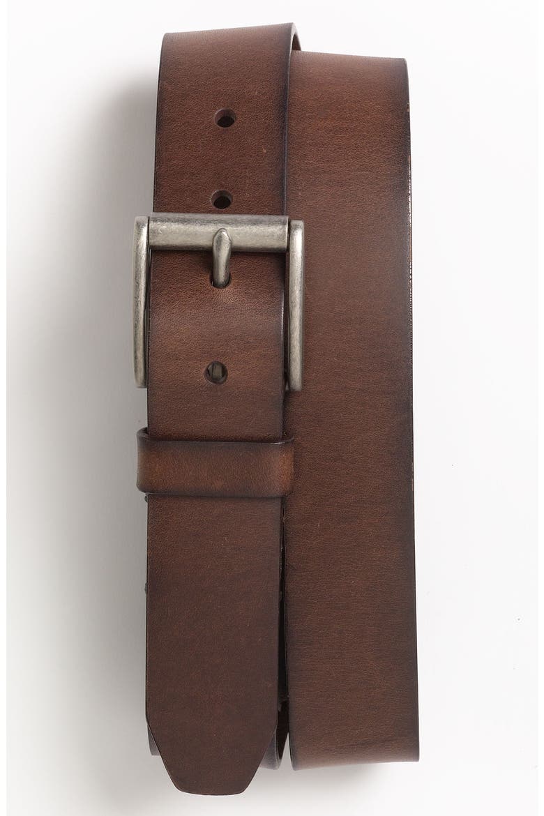 'Dacey' Leather Belt, Main, color, DARK BROWN