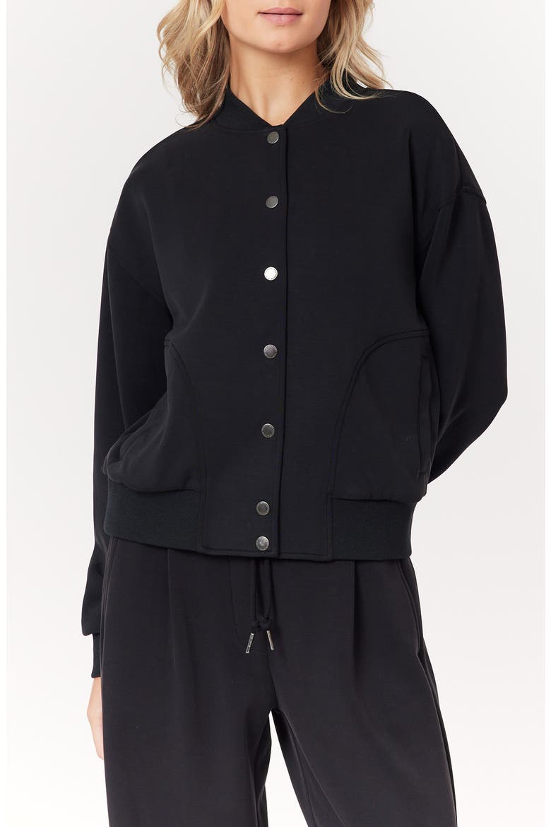 Jersey Bomber Jacket, Alternate, color, BLACK
