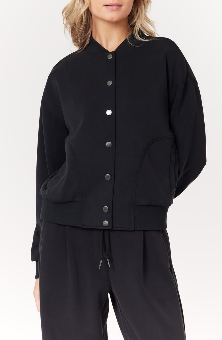 Scotch & Soda Jersey Bomber Jacket, Alternate, color, Black