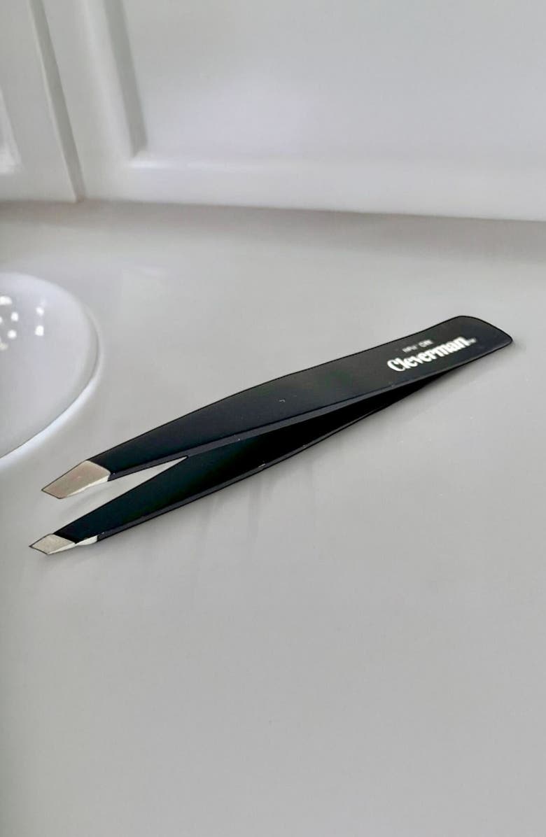 Cleverman Precision Slant Tweezer, Expert Brow & Facial Hair Removal, Alternate, color, Black