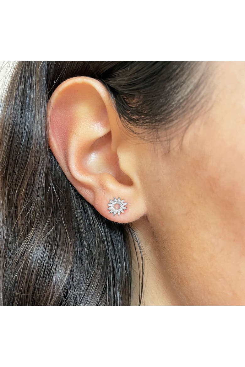 Diamond Sun Stud Earrings, Alternate, color, White Gold