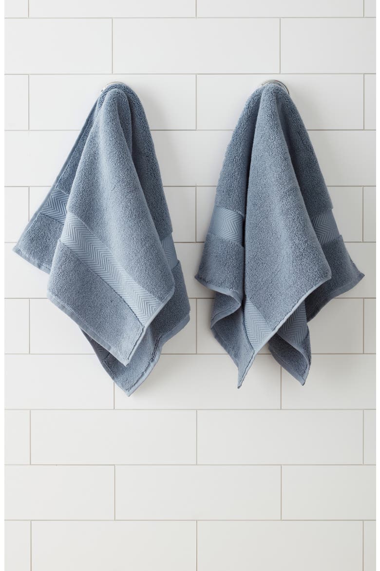 Set of Two Organic Hydrocotton Hand Towels, Alternate, color, BLUE CHIP