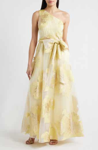 One-Shoulder Brocade Ballgown