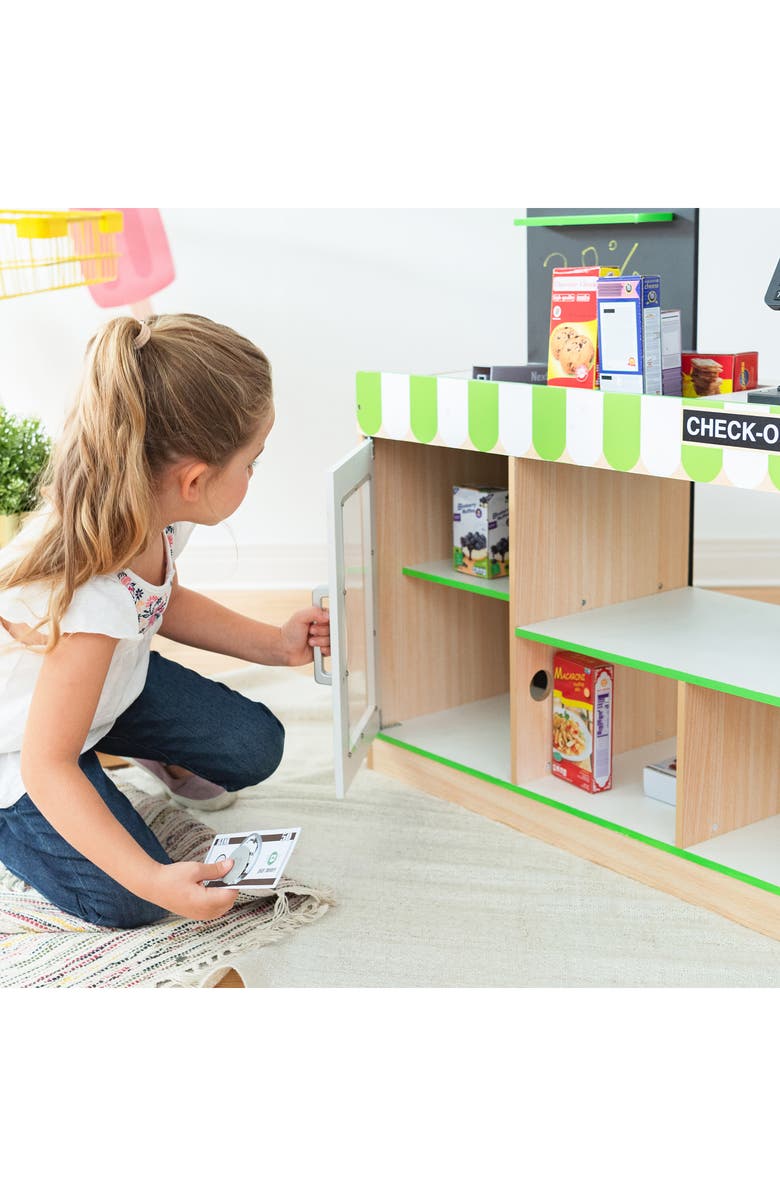 Teamson Kids Cashier Austin Checkout Counter Stand Playset, Alternate, color, Green / Wood