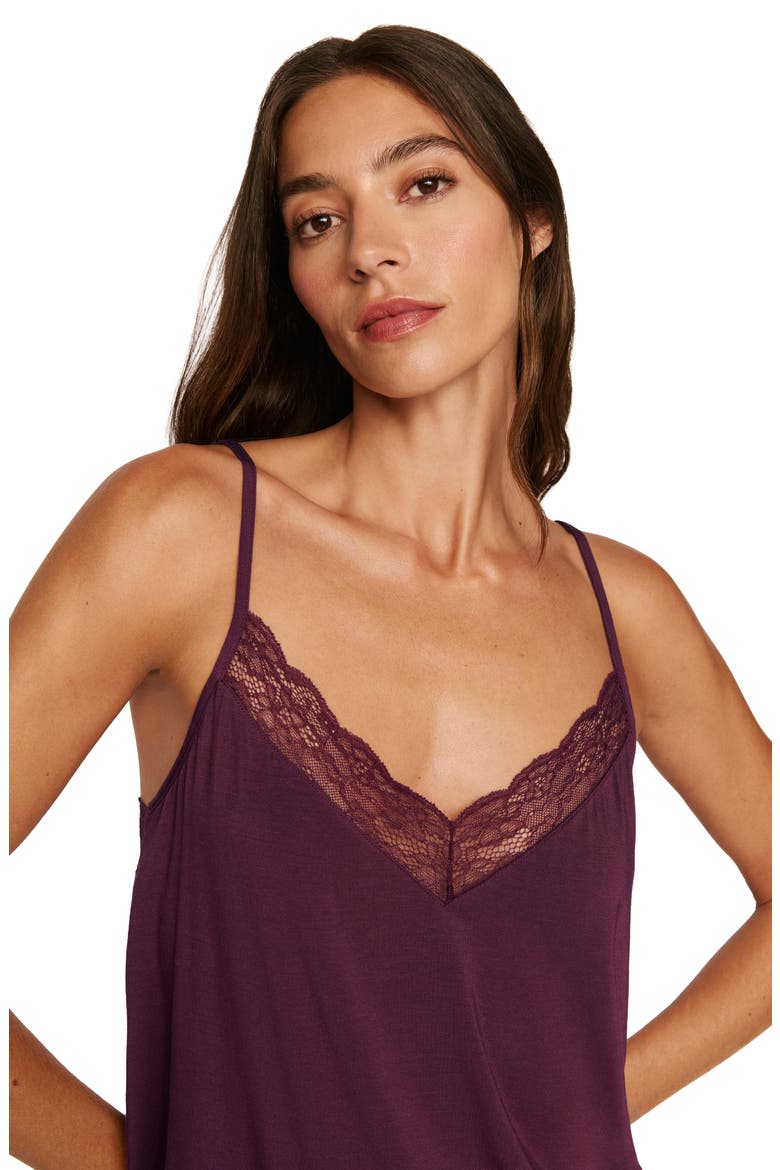 Kari Lace Trim Short Pajamas, Alternate, color, WILDBERRY