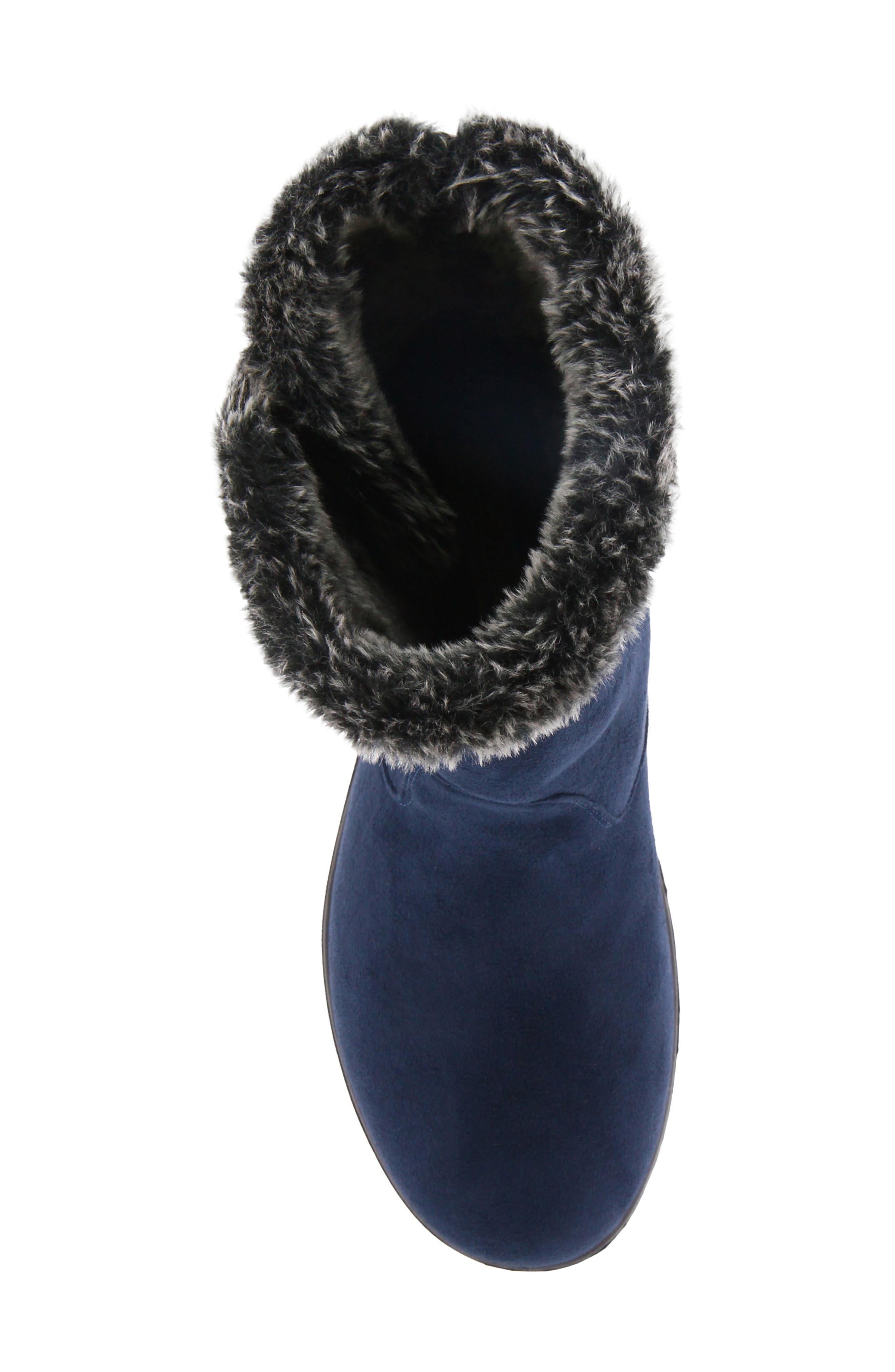 Istra Faux Fur Wedge Boot, Alternate, color, NAVY
