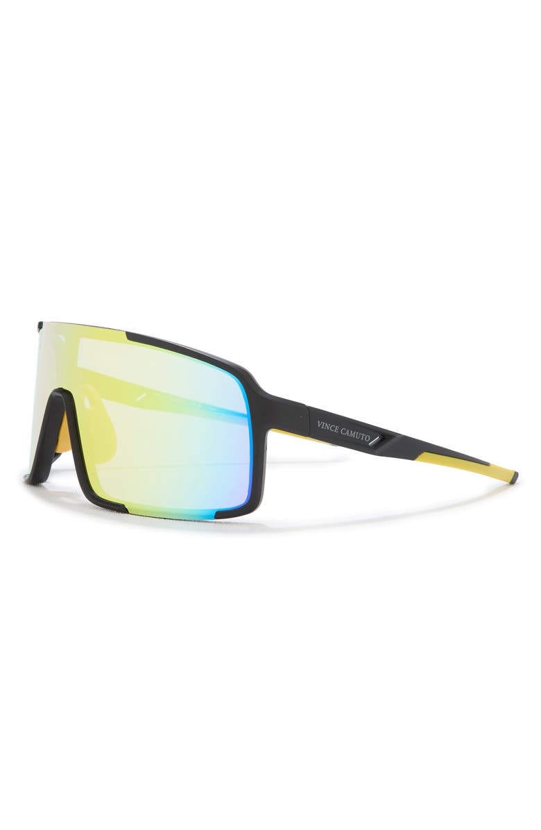 Vince Camuto 130mm Mirror Shield Sunglasses, Alternate, color, Matte Black/ Yellow