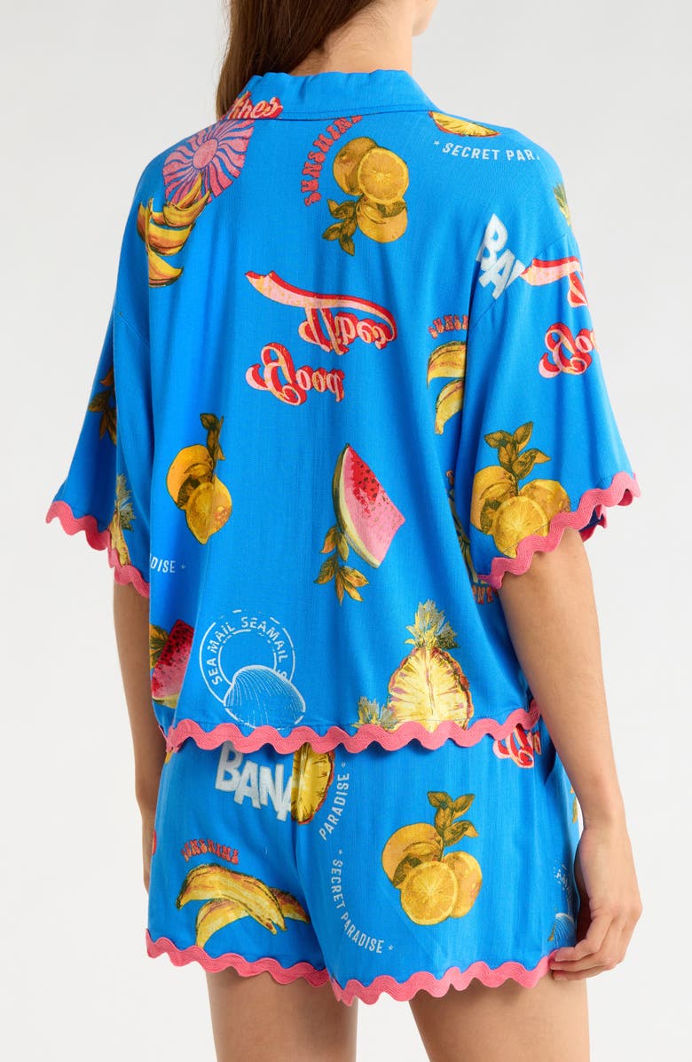 SUGARLIPS Maury Postcard Marnie Button-Up Shirt, Alternate, color, Cobalt-Combo