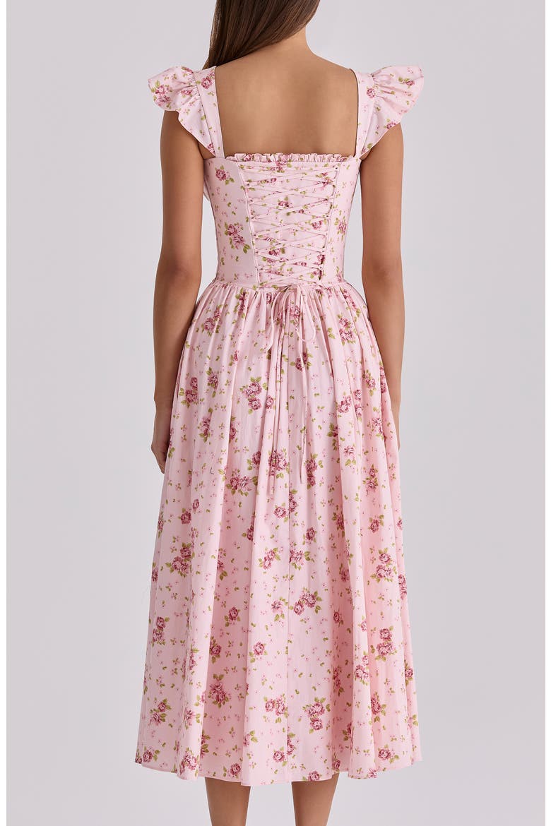 Livia Pink Rose Stretch Cotton Midi Dress, Alternate, color, PINK VINTAGE