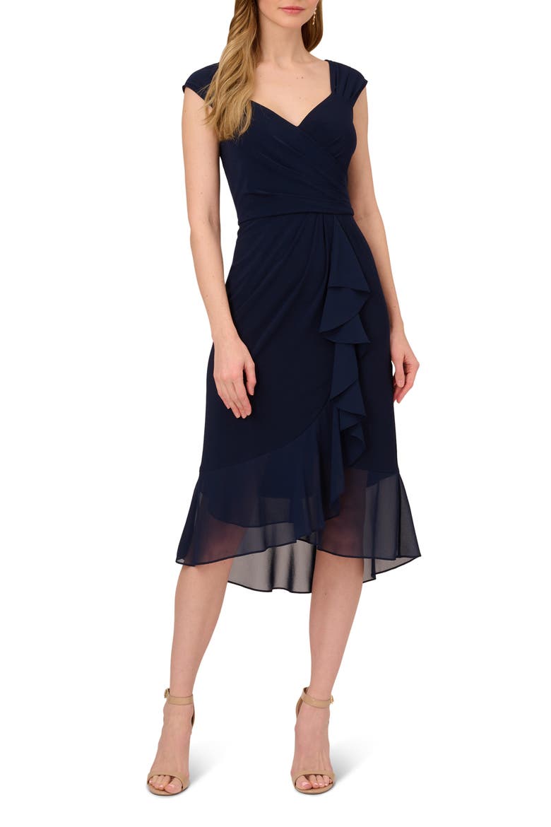 Chiffon Drape Dress, Main, color, MIDNIGHT