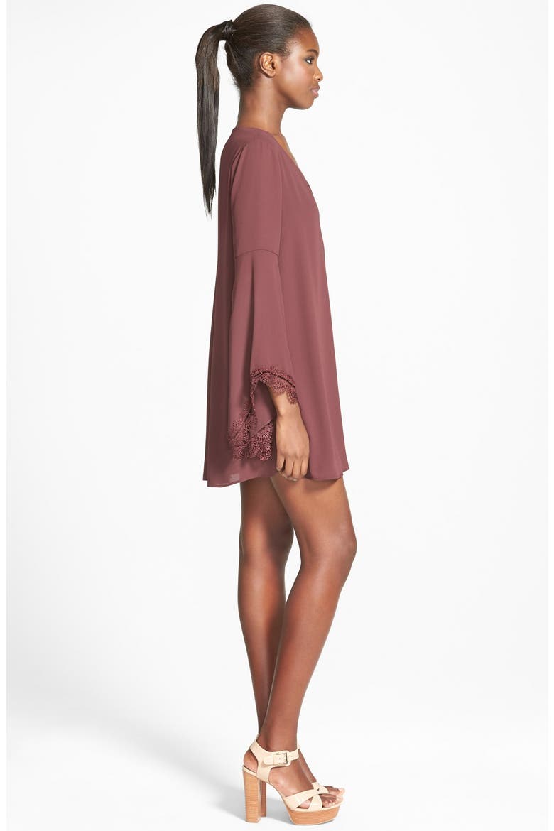 ASTR Lace Trim Shift Dress, Alternate, color, BURGUNDY STEM