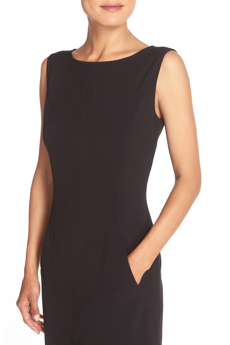 Seamed Woven A-Line Dress, Alternate, color, BLACK