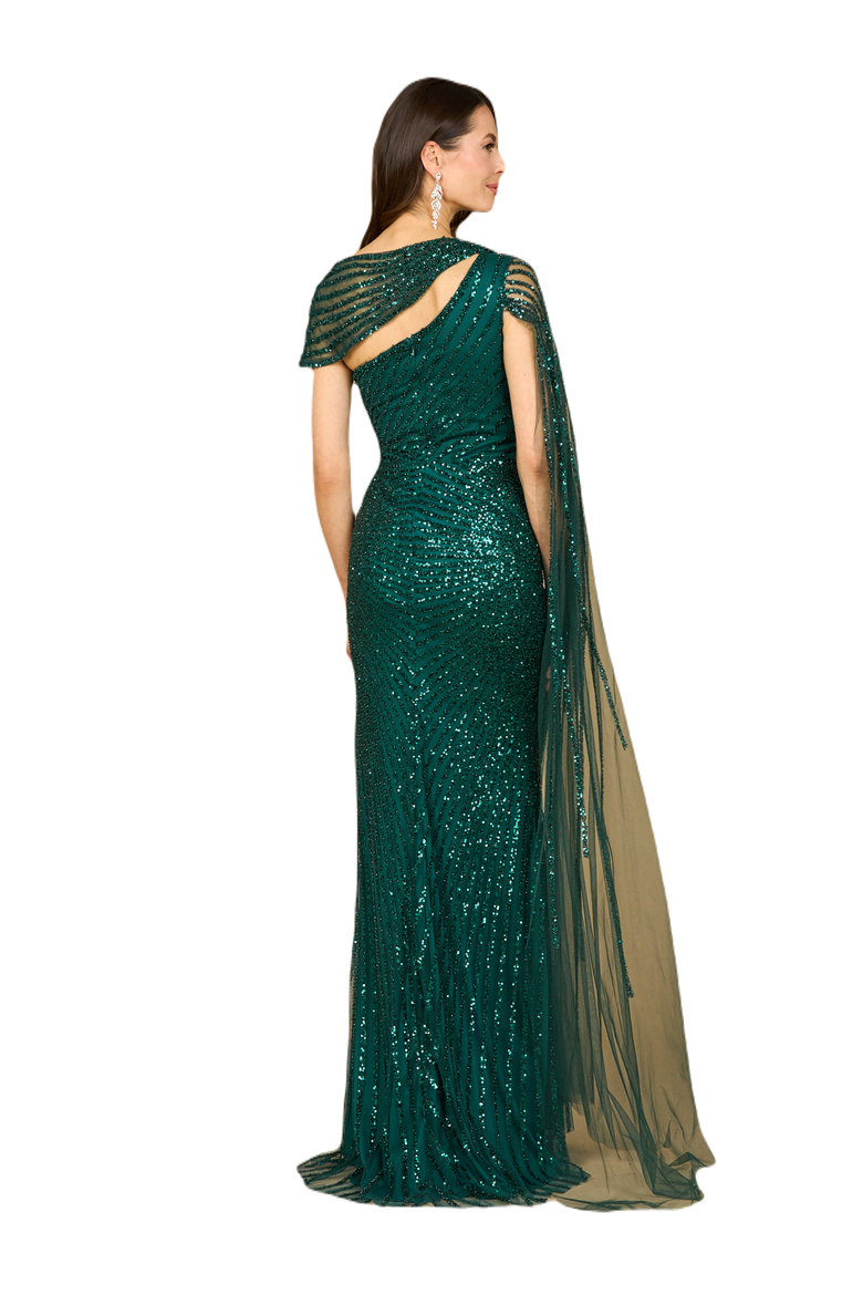 One Shoulder Metallic Dress, Alternate, color, Teal