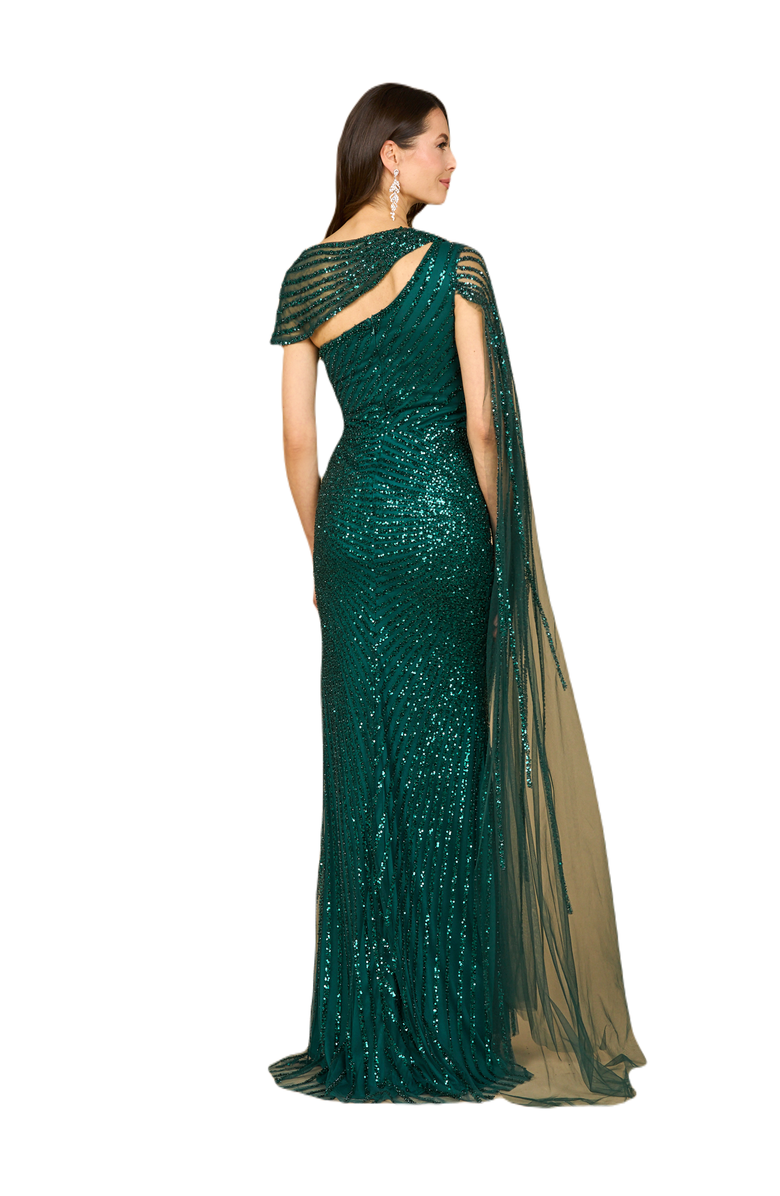 LARA New York One Shoulder Fitted Gown, Alternate, color, Teal