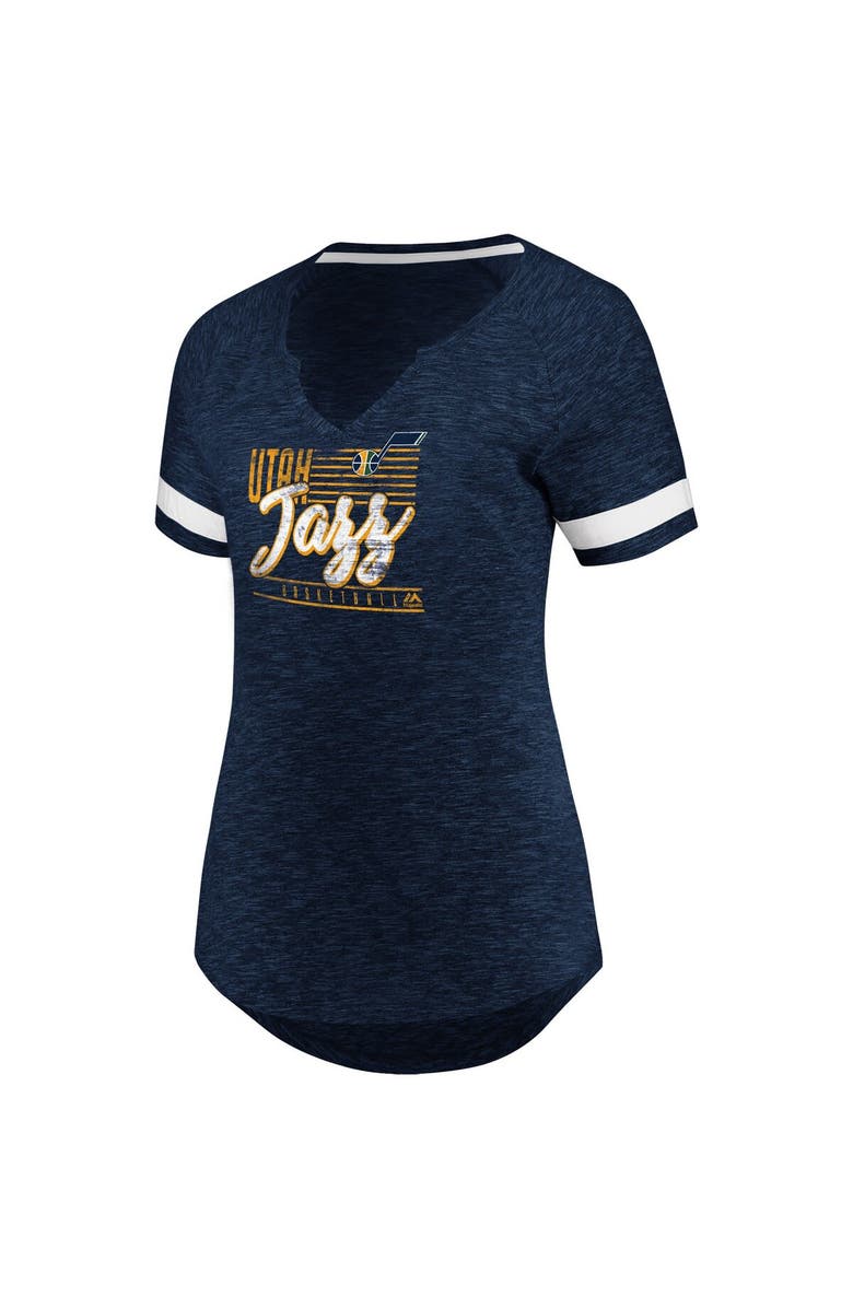 FANATICS Women's Fanatics Branded Navy/White Utah Jazz Showtime Winning With Pride Notch Neck T-Shirt, Alternate, color,
