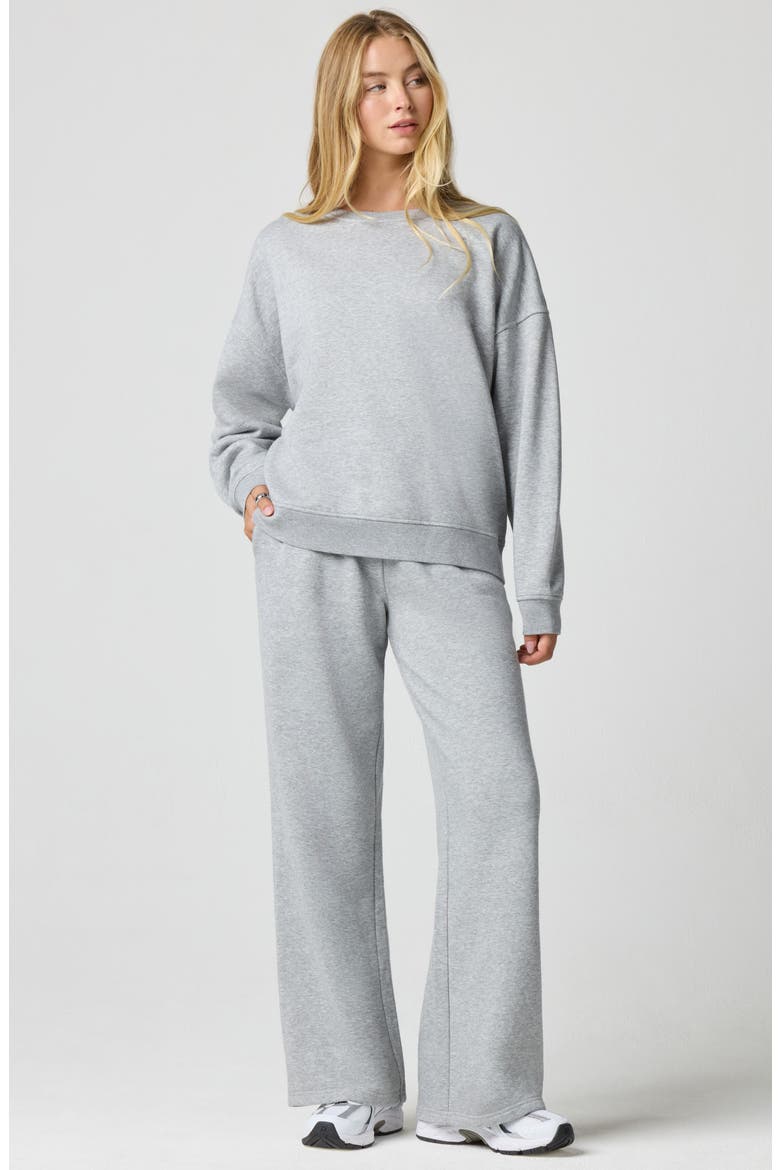 Rosette Wide Leg Sweatpants, Alternate, color, HEATHER GREY