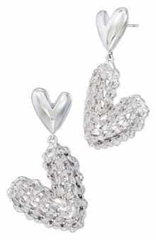 Double Heart Cubic Zirconia Drop Earrings