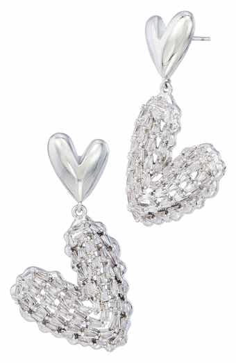 Double Heart Cubic Zirconia Drop Earrings