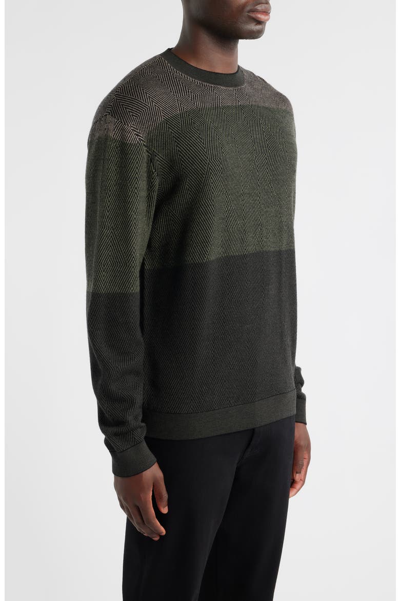 Jacquard Wool Sweater, Alternate, color, SOLID MEDIUM GREEN