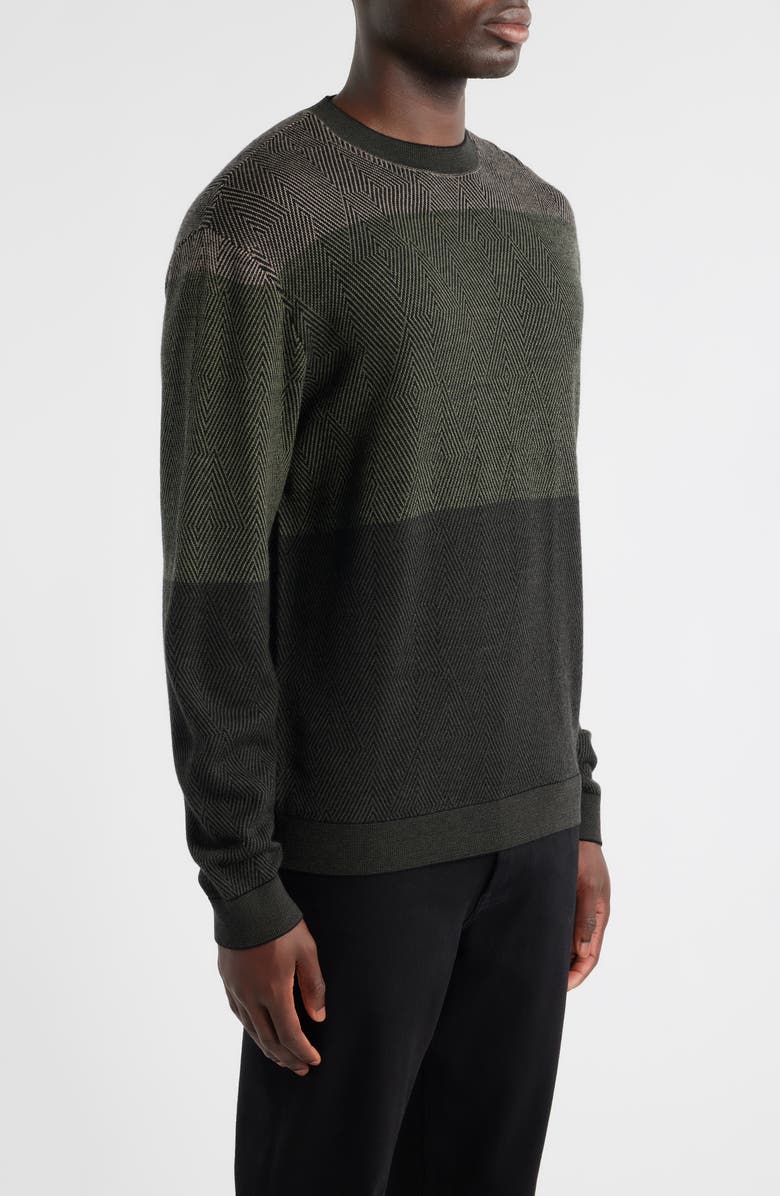 Emporio Armani Jacquard Wool Sweater, Alternate, color, Solid Medium Green