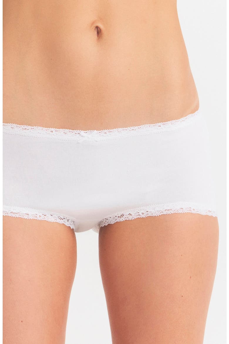 Lace Trim Boyshorts, Alternate, color, SNOW