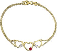 Created Forever Lab-Grown Ruby & Lab-Grown Diamond Heart Bracelet - 0.14ct.