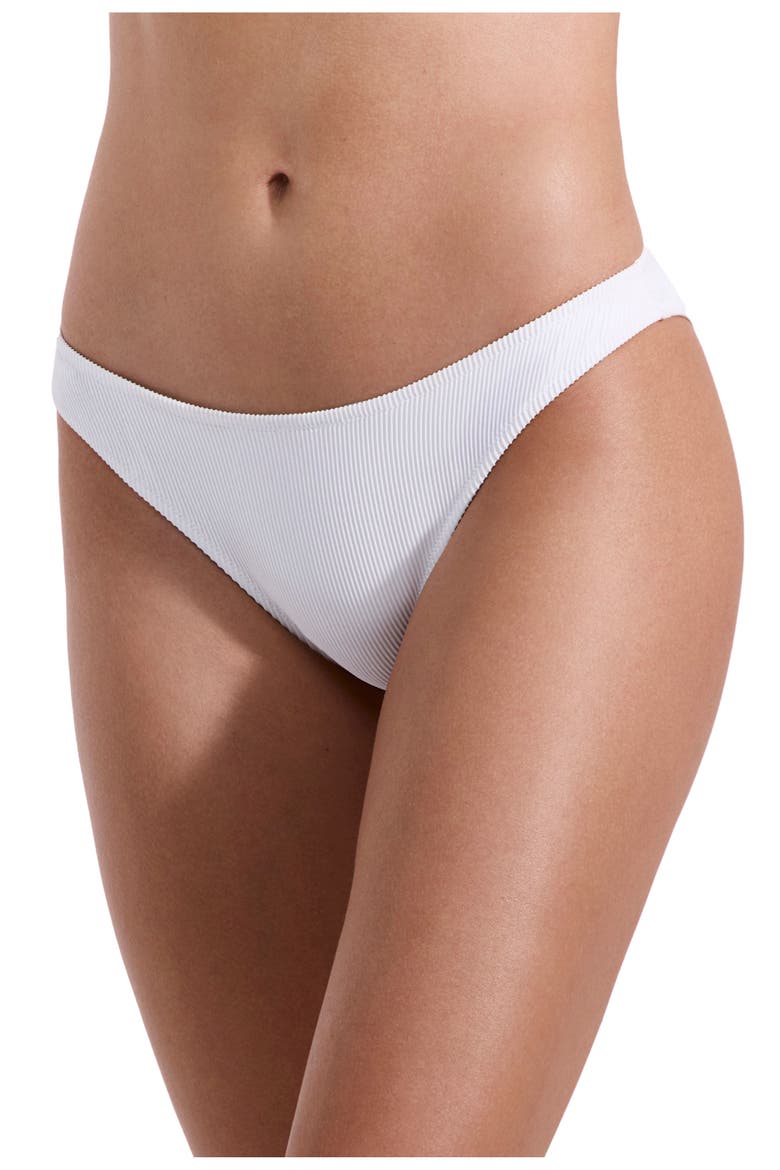 Emanuelle Textured High Leg Bikini Bottom, Main, color, White