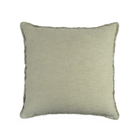 Organic Chic Solid Square Pillow Cover with Frayed Edges