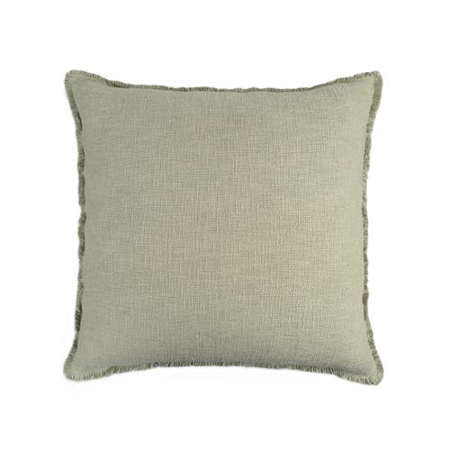 Naki & Ssam Organic Chic Solid Square Pillow Cover With Frayed Edges In Green