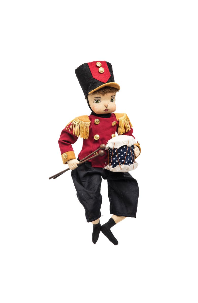 Gallerie II Danny Little Drummer Boy Joe Spencer Gathered Traditions Christmas Art Doll Figure, Main, color, Red