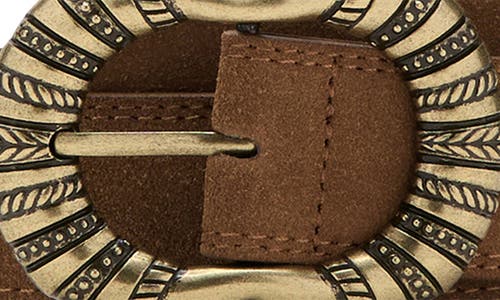 Mango Suede Belt With Engraved Buckle In Brown