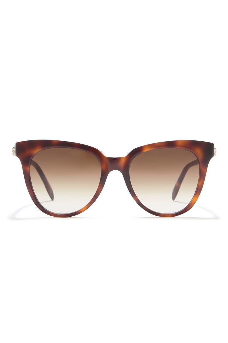 Alexander McQueen 53mm Cat Eye Sunglasses, Main, color, HAVANA HAVANA BROWN/GBN